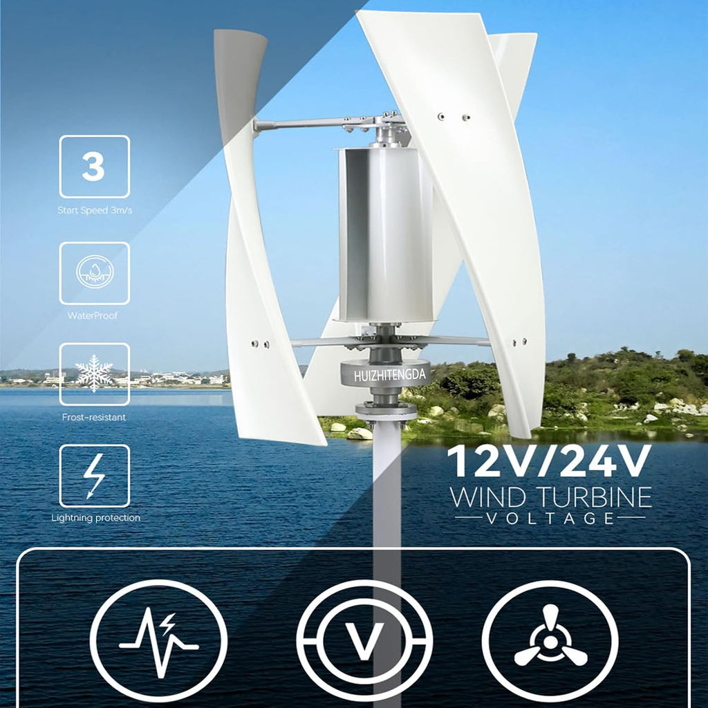 Wind Power Generator, 3000W 12V 24V 48V 220V Low Noise Outdoor Emergency Generators with Controller Suitable for Mountainous Areas And Rural Areas,220v