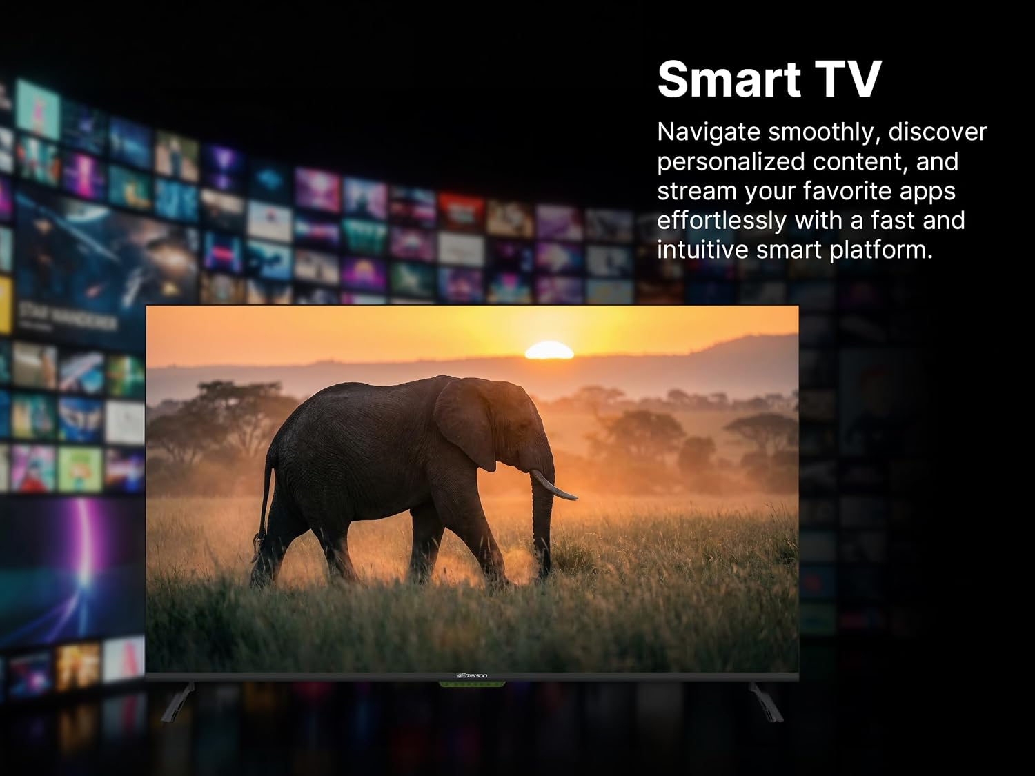 Emerson ETS-5000KA 50' Class 4K UHD Smart TV with Full HDR | Ultra HD 2160p LED Display, Built-in Digital Tuner, HDMI & USB Inputs, Voice Control Compatible, Sleek Design for Home Entertainment
