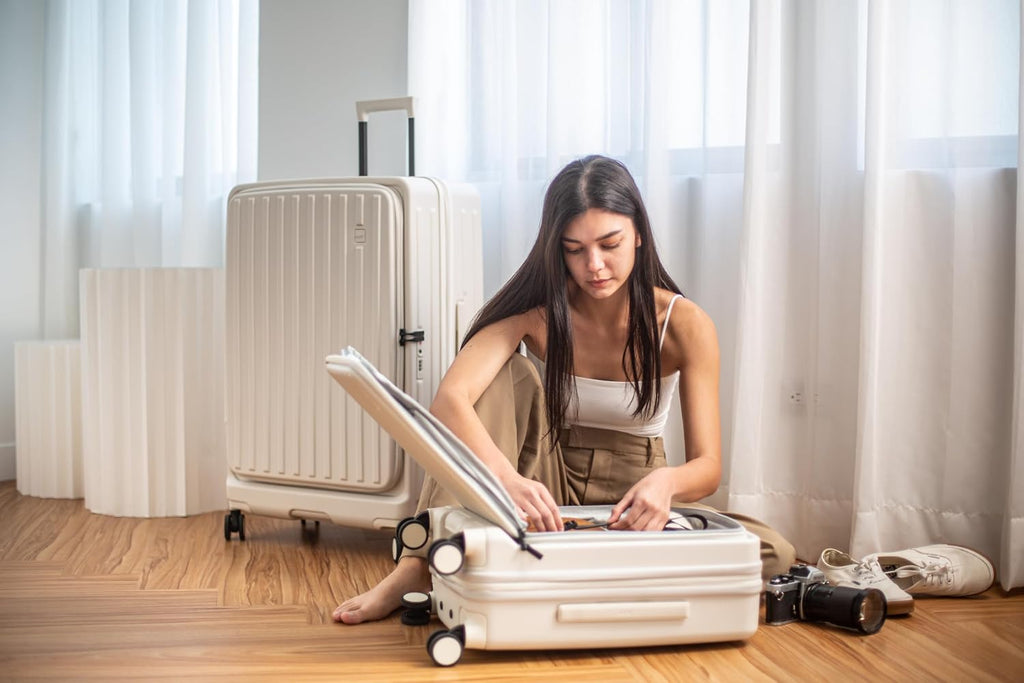 acer Barcelona Hardside Expandable 20-Inch Carry-On Luggage Laptop Bag | 360 Degree Silent Spinner Wheels | Front-Opening Design | Post-Consumer Recycled Plastics | TSA Approved Lock | Shell White
