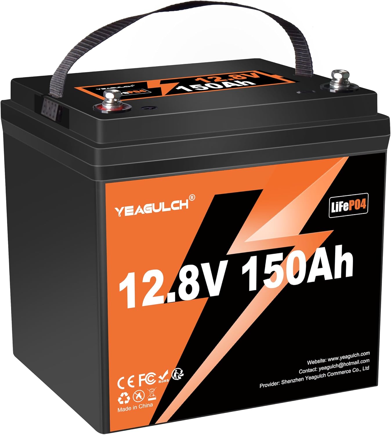 12.8V 150Ah Max LiFePO4 Lithium Battery Built-in 100A BMS 1905Wh Energy 15000+ Rechargeable Deep Cycle Lithium Iron Phosphate Battery for RV, Marine, Solar, Backup Power