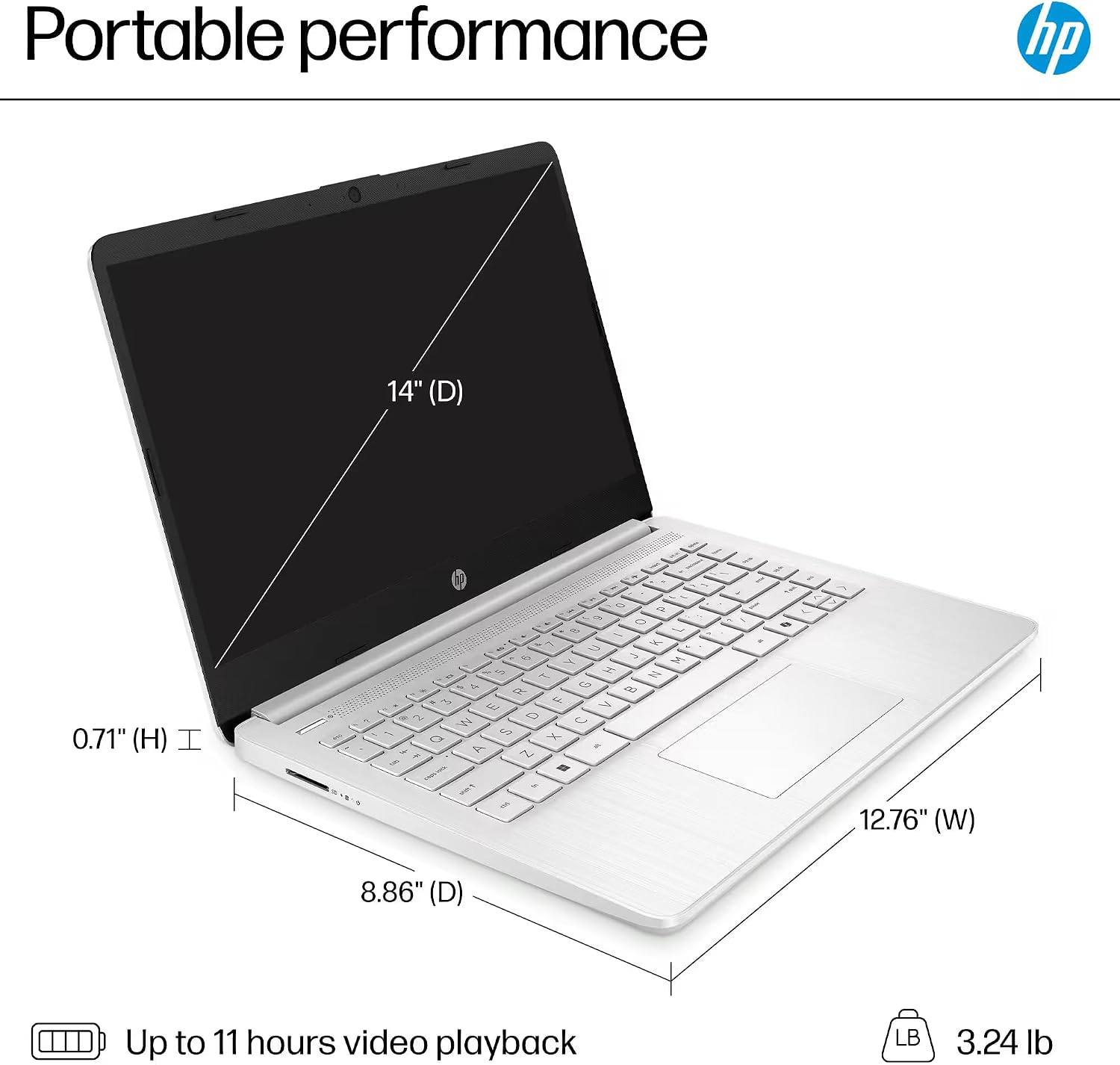 HP 14' Laptop Computer 2025-2026 Business Student, Copilot AI, Lifetime Office, 4-Core Intel CPU, 8GB RAM, 628GB Storage (128GB UFS +500GB Ext), Wi-Fi 6, 10+ Hrs, MarxsolAccessory, Win 11 Pro, Silver