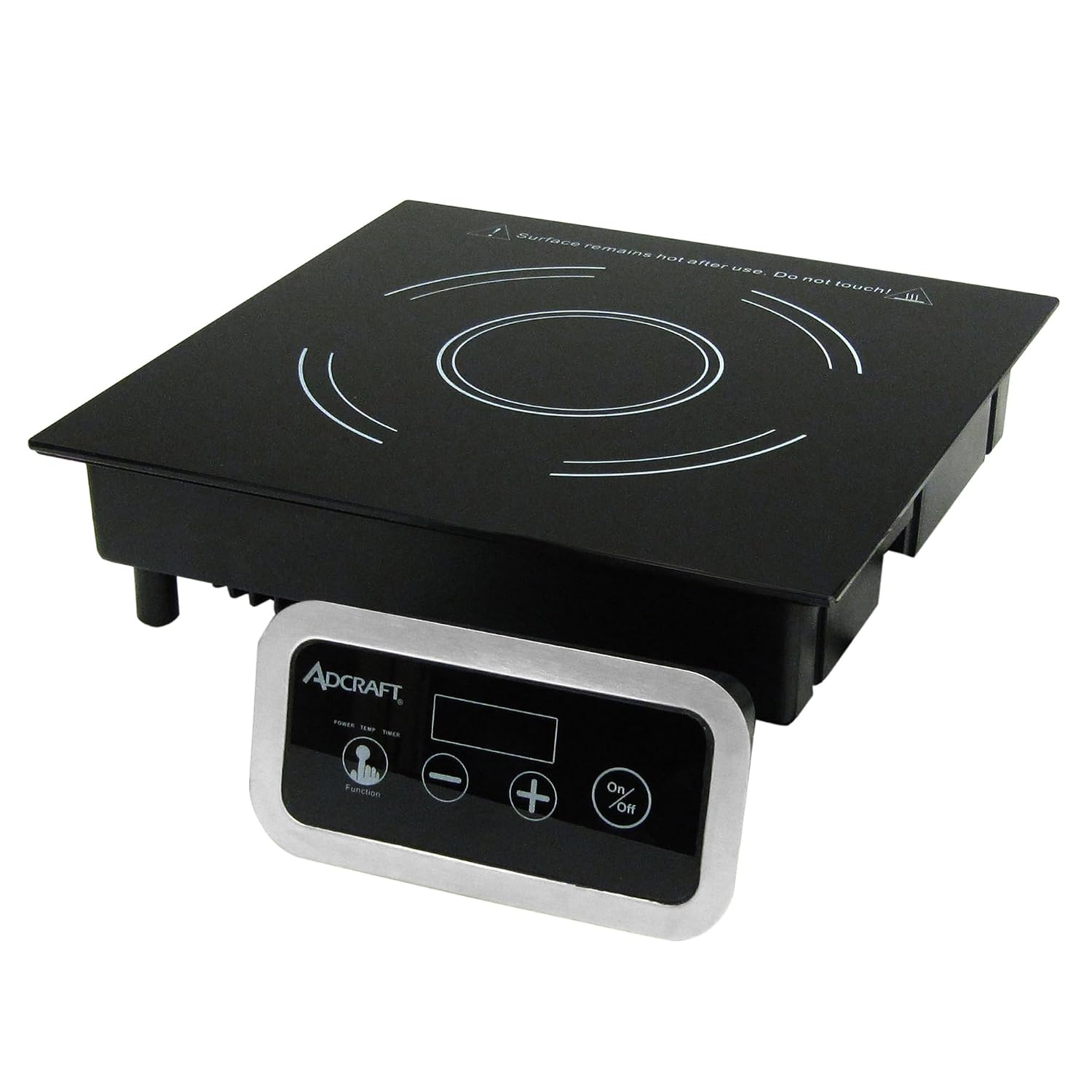 Adcraft Drop-In Induction Range Cooker with Remote Control and Ceramic Glass Surface, Fast Heating with 180-Min Timer, 120V, Gray