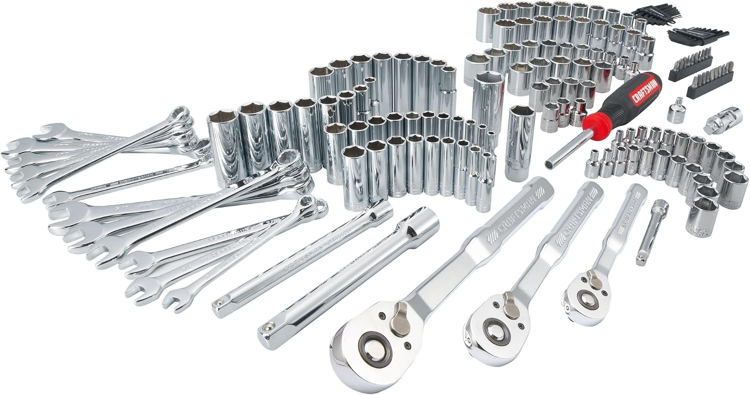 CRAFTSMAN Socket Set, 159 Piece Socket Wrench Set Mechanics Tools 1/4-in., 3/8-in., and 1/2-in(, 6 Point and 12 Point (CMMT12125)