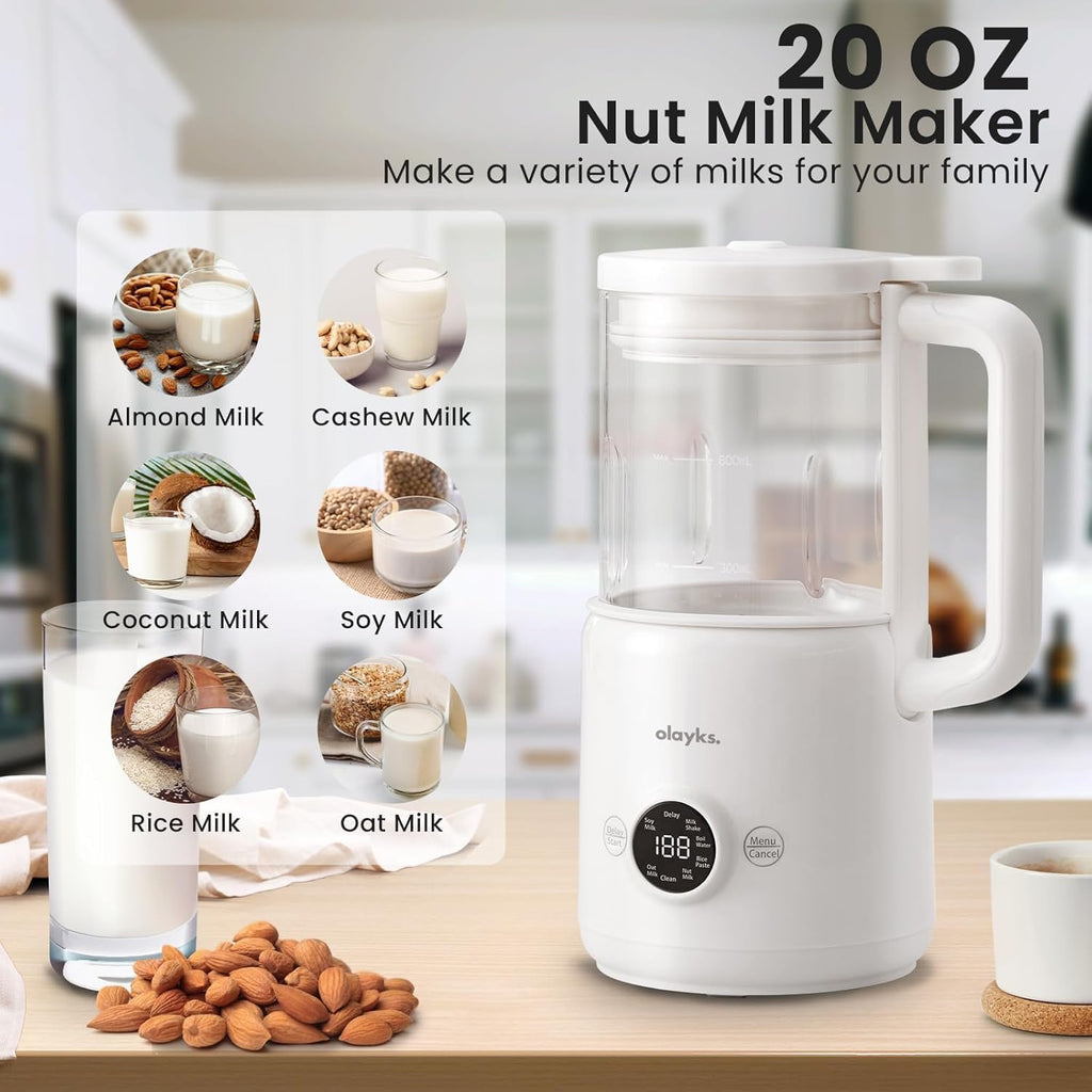 Induction Cooktop, Portable Induction Cooktop with 8L Cast Iron Cooking Pot and Cast Iron Pan& olayks.6 in 1 Automatic Nut Milk Maker, 20oz Soy Milk Maker Machine for Homemade Oat