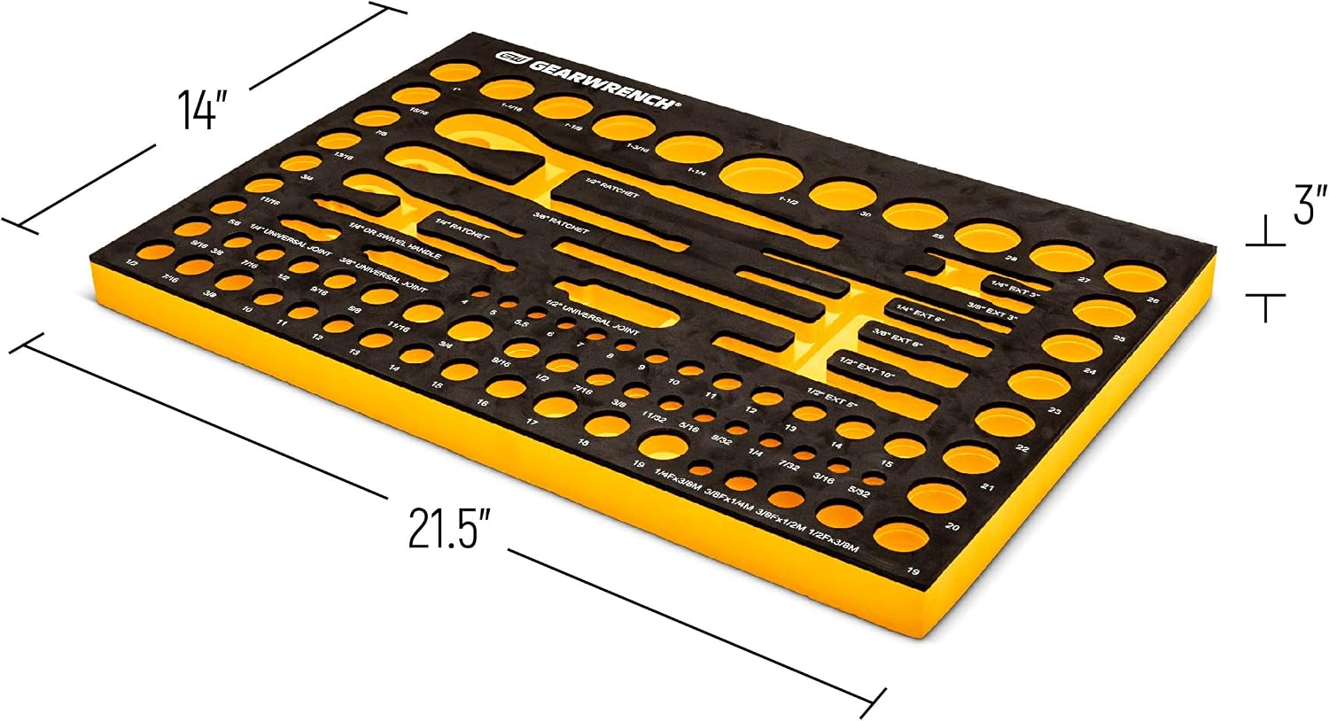 GEARWRENCH 83 Pc. 1/4, 3/8', 1/2' 90-Tooth SAE/Metric Mechanics Tool Set with EVA Foam Tray - 86529