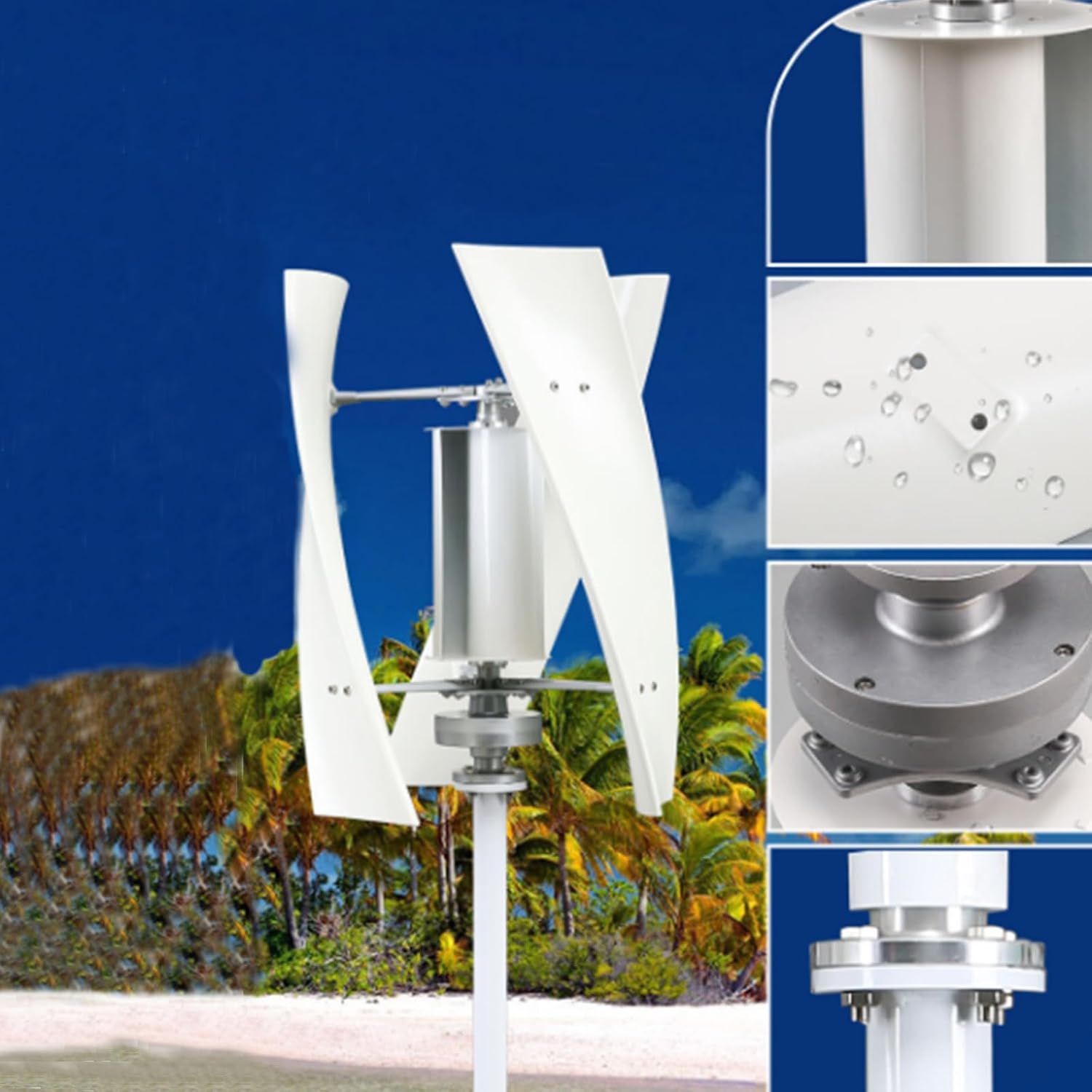 Wind Turbine Generator,3000W 12V24V 48V 220V W/Controller Vertical 3 Blade Wind Power Turbine Generator Kit Suitable for Outdoor Garden Lighting
