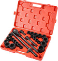 VEVOR Impact Socket Set, 3/4 Inches Socket Assortment, Drive Socket Set Impact Standard SAE (7/8 Inches to 2 Inches) & Metric Sizes (22 mm-50 mm), 27 Piece Standard Impact Sockets