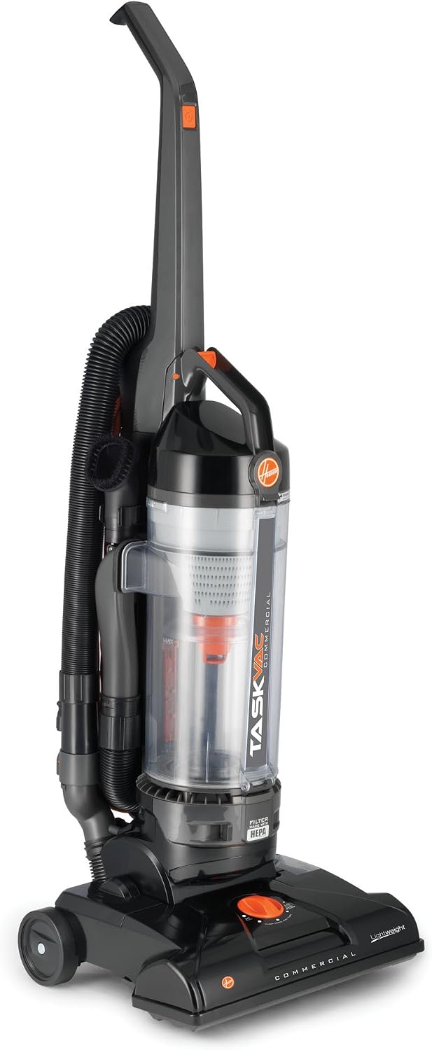 Hoover Commercial TaskVac Bagless Upright Vacuum Cleaner, Furniture Guard Lightweight HEPA Filtered Professional Grade Long-Lasting, 15 Pounds 35-Foot Long Cord, CH53010, Black