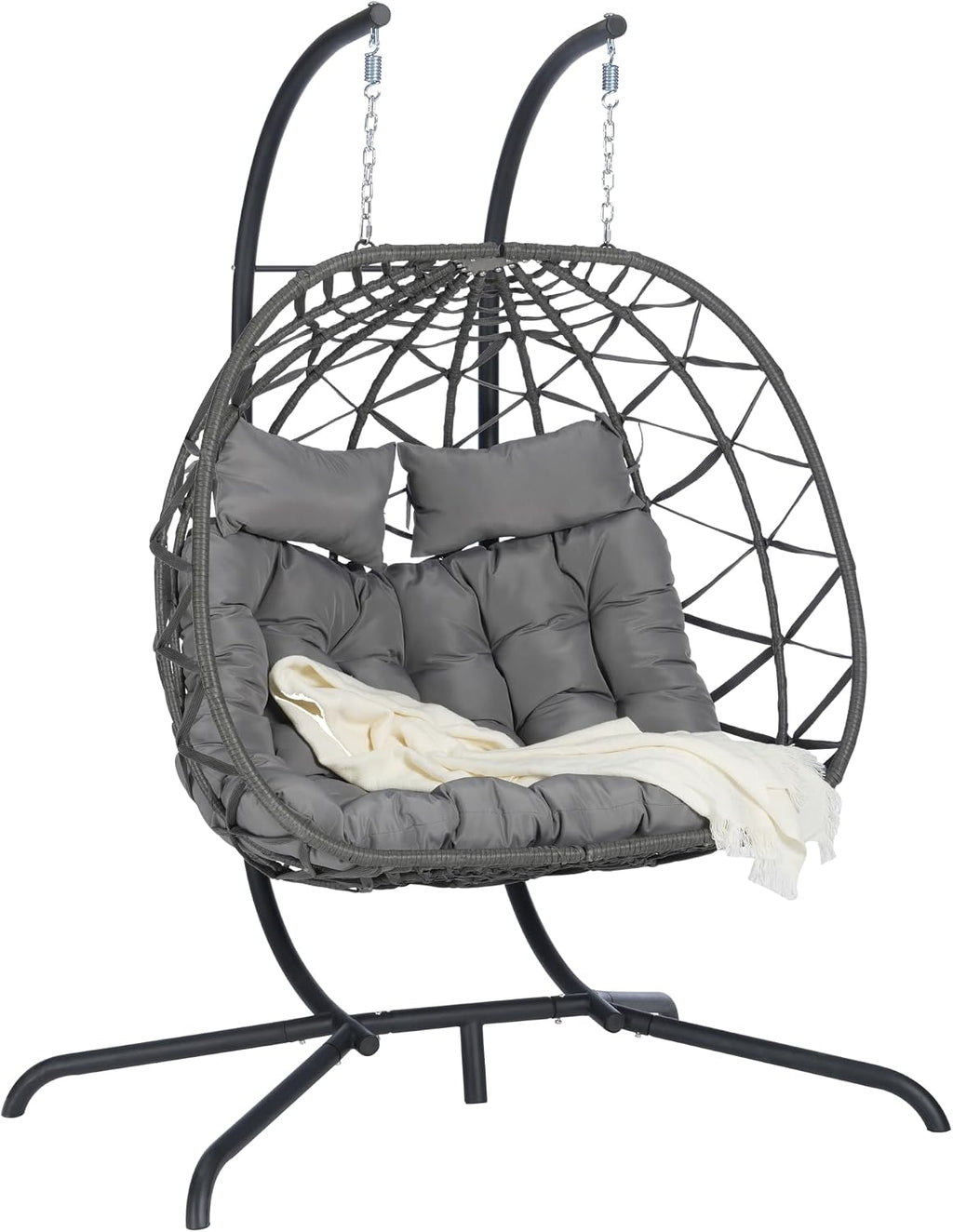 Lazy Daze Hammocks 2 Person Outdoor Rattan Hanging Chair Patio Wicker Egg Chair