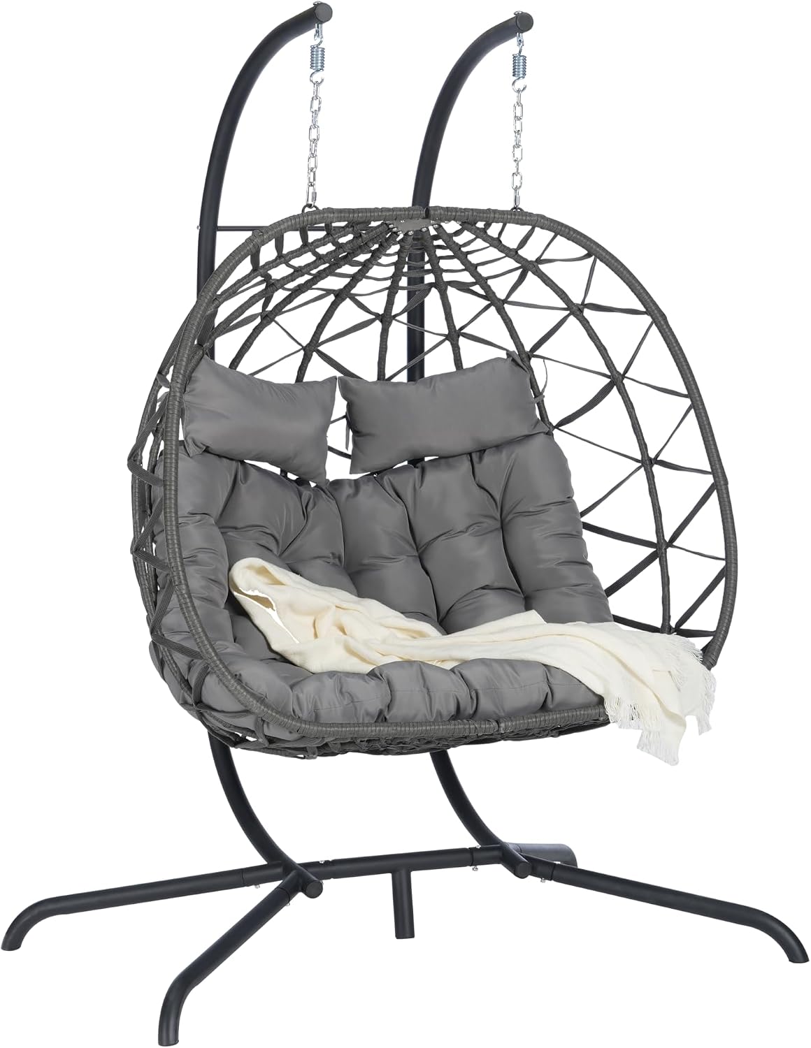 Lazy Daze Hammocks 2 Person Outdoor Rattan Hanging Chair Patio Wicker Egg Chair