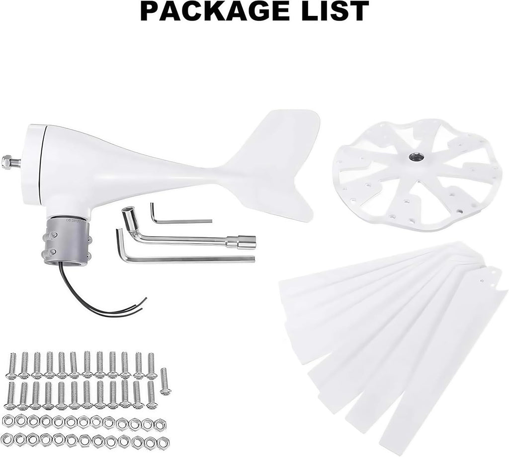 3000W Wind Turbine Generator Kit for Homes, Small Windmill Power System, Hybrid Solar & Wind Generator (24V) - Eco-Friendly Renewable Energy Solution