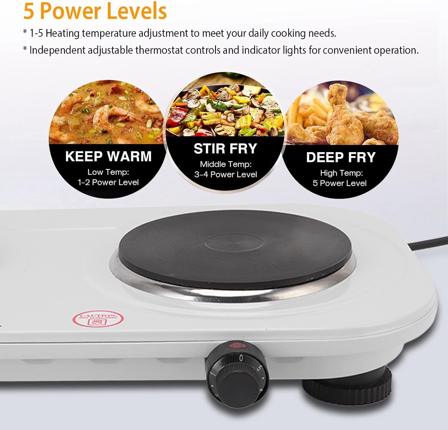 Hot Plate, Electric Double Portable Induction Cooktop Double Home Adjustable Temperature Electric Stove Cast Iron Electric Stove for Kitchen Camping Cooking