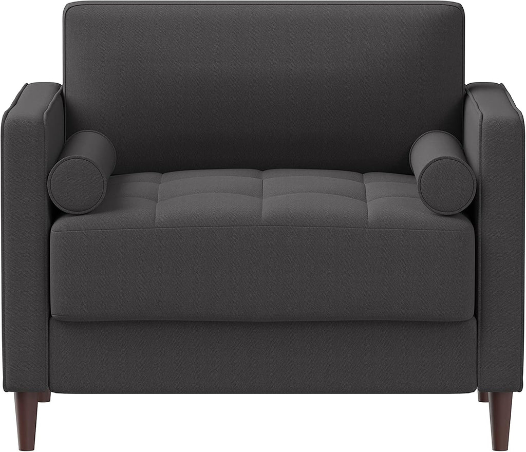 Studio Living® Lexington 39.4' Arm Chair, Mid-Century Modern, Pocket Coil Comfort, Easy Assembly, Woven Fabric, Heather Grey