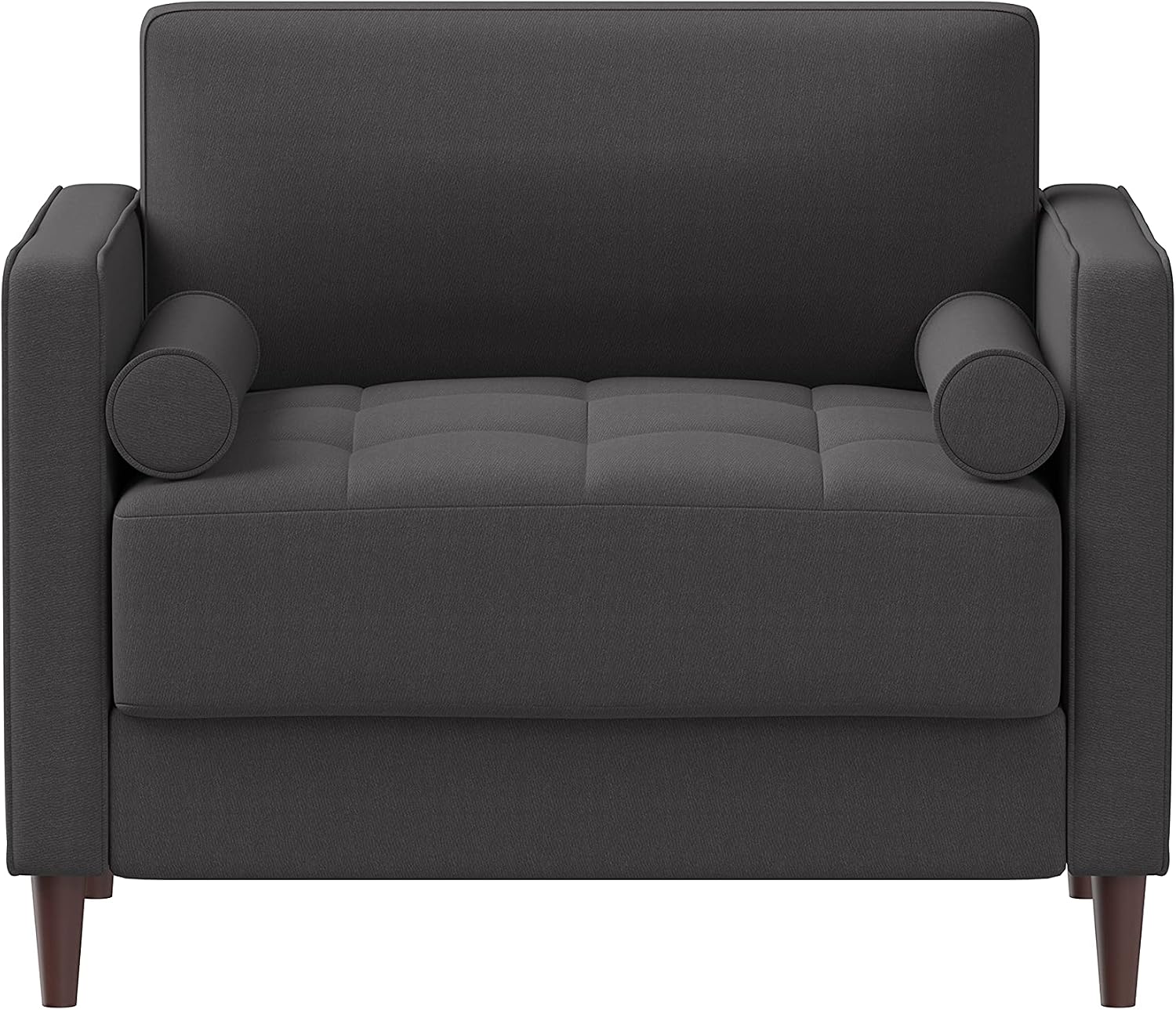 Studio Living® Lexington 39.4' Arm Chair, Mid-Century Modern, Pocket Coil Comfort, Easy Assembly, Woven Fabric, Heather Grey