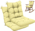 2sets Rocking Chair Cushion Set,Outdoor Patio Chair Cushions,Waterproof and Fade-Resistant Replacement Tufted Pads with Ties for Indoor Outdoor Rocker/Patio/Swing Chair,42 x 21 x 5 Inches
