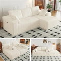 96' Modular Sectional Cloud Couch for Living Room Deep Seat L Shapes Boneless Couch with Oversized Chaise Lounge, Comfy Memory Foam Flannel Fabric Sofa for Bedroom Apartment, No Assembly Required