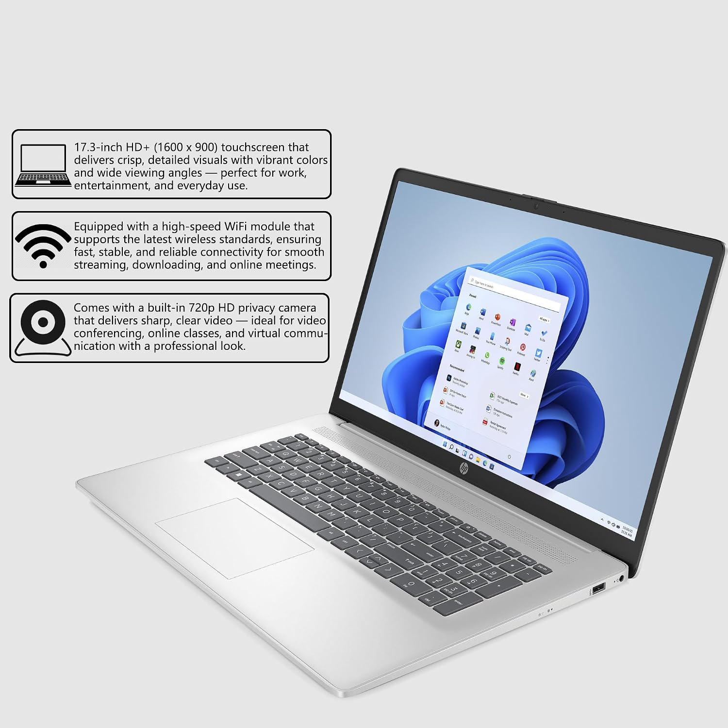 HP 17 Business Laptop | 17.3' HD+ Touchscreen | AMD 6-Core Ryzen 5 7430U (> i7-1255U) | 64GB DDR4 2TB SSD | Privacy Camera Type-C Fast Charge Long-Lasting Battery Win11 Pro w/DLCA Accessory