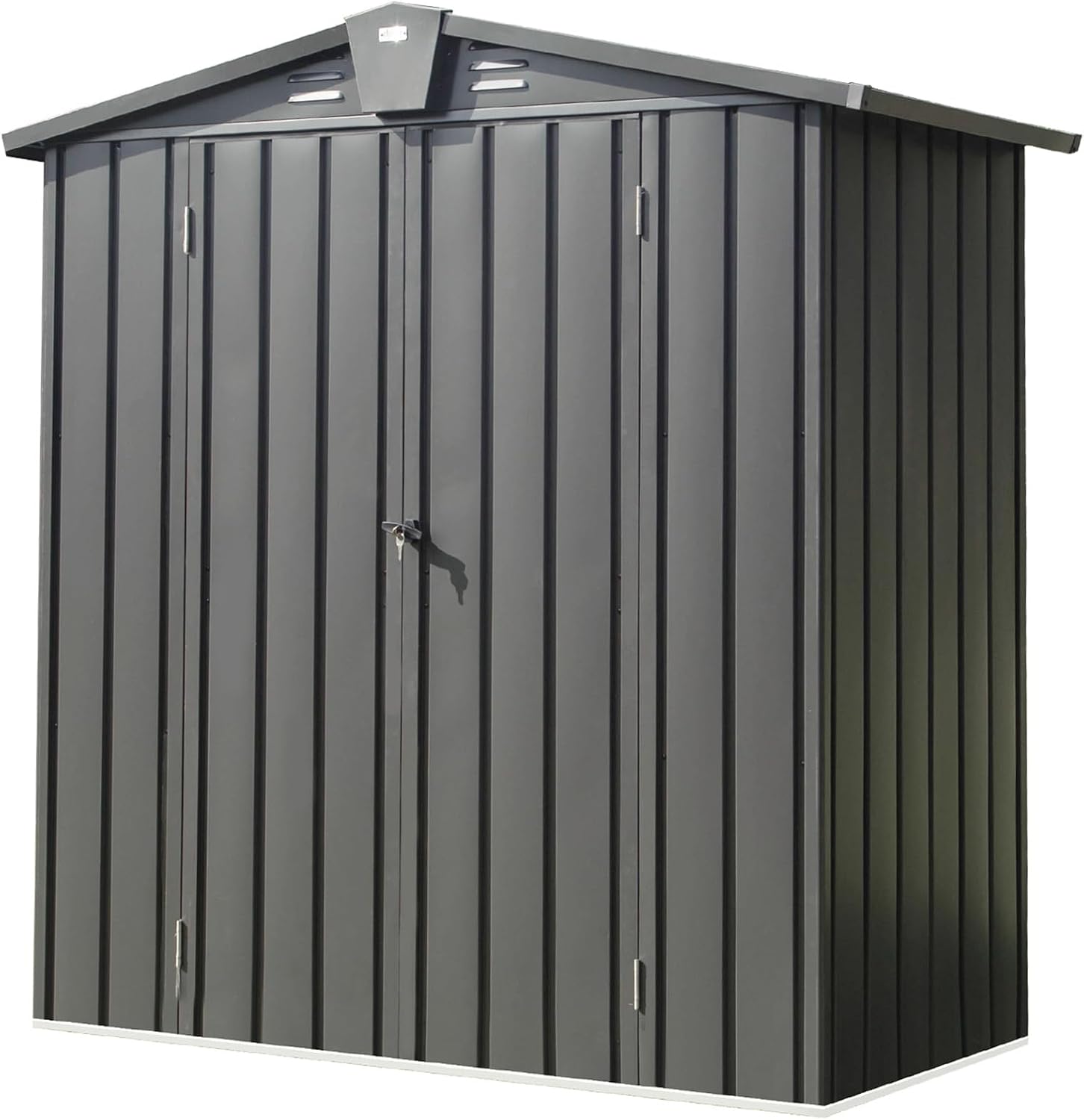 Ritsu Outdoor Storage Shed, Outdoor Garden Shed for Bike, Trash Can, Machine, Galvanized Steel, Outdoor Shed with Lockable Door for Backyard, Patio, Lawn (5.7x3ft, Black)