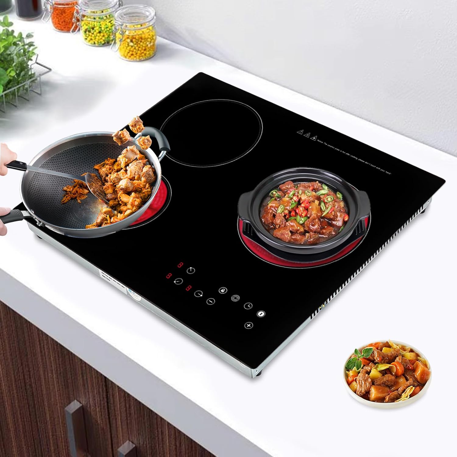 3 Burner Induction Cooktop with Timer, Portable Induction Cooker Electric Stove Top Sensor Touch Stove Multiple Power Levels Adjustable Temperature for Cooking, Black