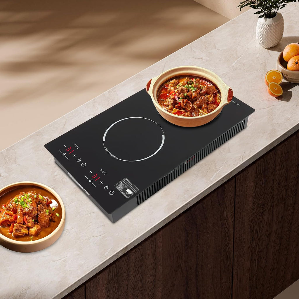 4000W Double Induction Cooktop, 2 Burner Electric Stove Top with 9 Power Levels & Timer, 20.08 Inch Portable Countertop Range with LED Digital Display for Home, Dorm, RV (110-120V)
