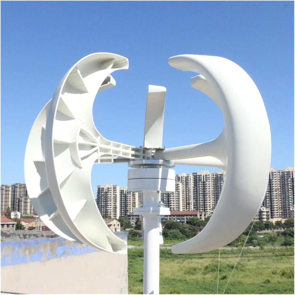 Wind Turbine Generator, 3000W Small Vertical Axis Wind Turbine Generator 3KW 12V 24V 48V with MPPT Low Noise Windmill for Home Farm Wind System for Boats, Gazebos, Chalets, or Mobile Homes(White with