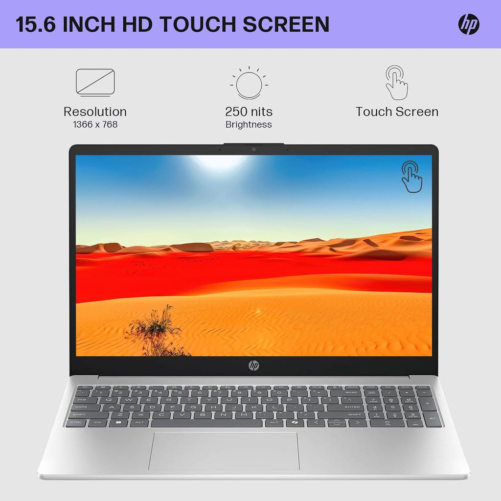 HP 2025 15.6' Touchscreen Laptop Computer, Copilot AI PC, Intel 13th Core i3-1315U, 32 GB RAM, 1 TB SSD, Intel UHD Graphics, Long Battery Life, Fast Charge, Wi-Fi 6, BT, Windows 11 Pro, Accessories