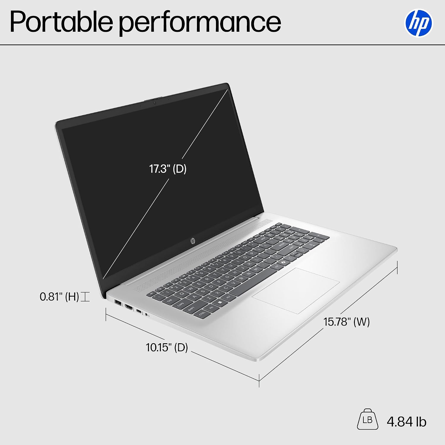 HP 17.3' Touchcreen Laptop - Backlit KB and Fingerprint Reader - Intel 13th 10-Core i5-16GB RAM, 512GB SSD - Win 11 Home and Microsoft 365 Web w/o Mouse