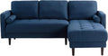 Studio Living® Lexington 83.1' Sofa Chaise, Mid-Century Modern, Pocket Coil Comfort, Reversable Chaise, Easy Assembly, Woven Fabric, Navy Blue