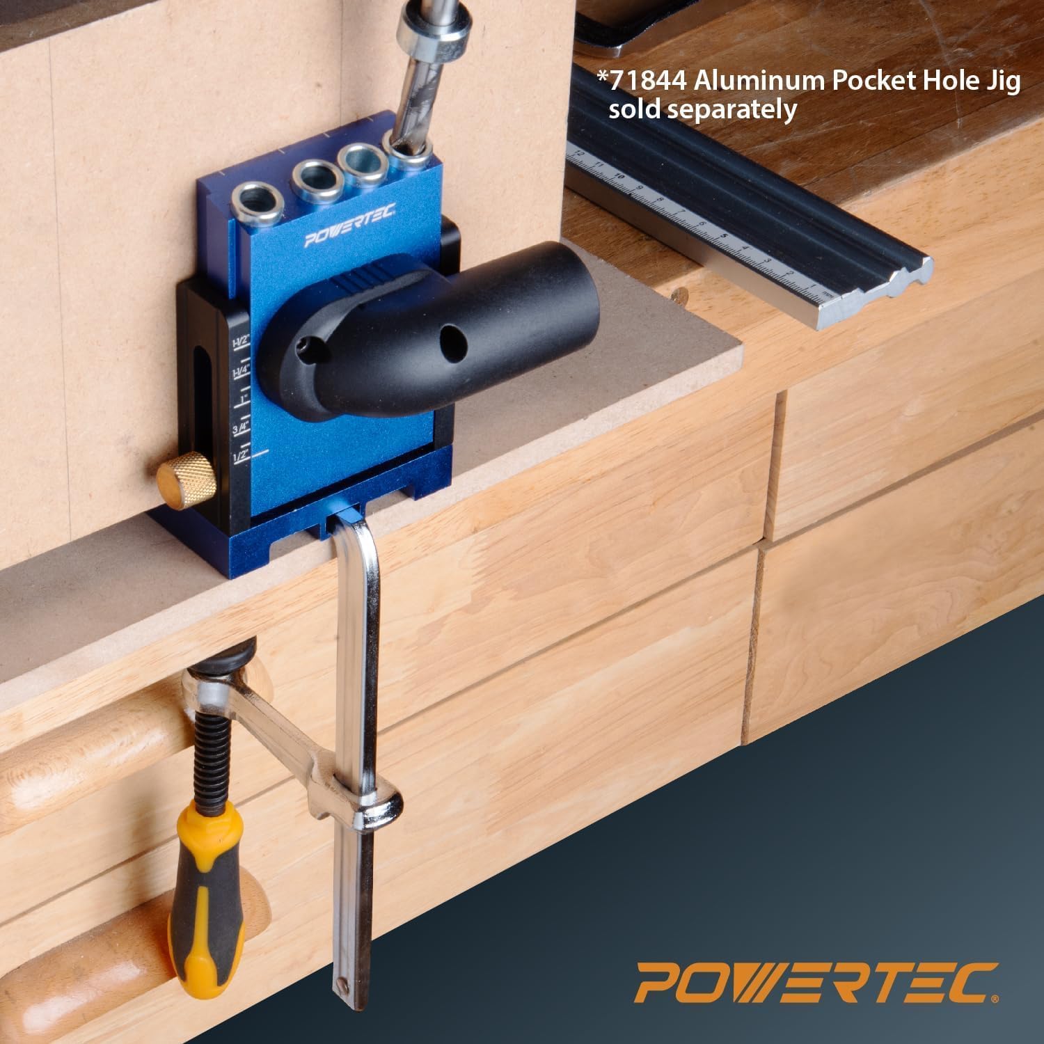 POWERTEC 110' Track Saw Guide Rail Kit for Makita and Festool, Includes 2PK 55' Guide Rails, 2PK Guide Rail Connectors, and 2PK 7' Track Saw Clamps (72057)