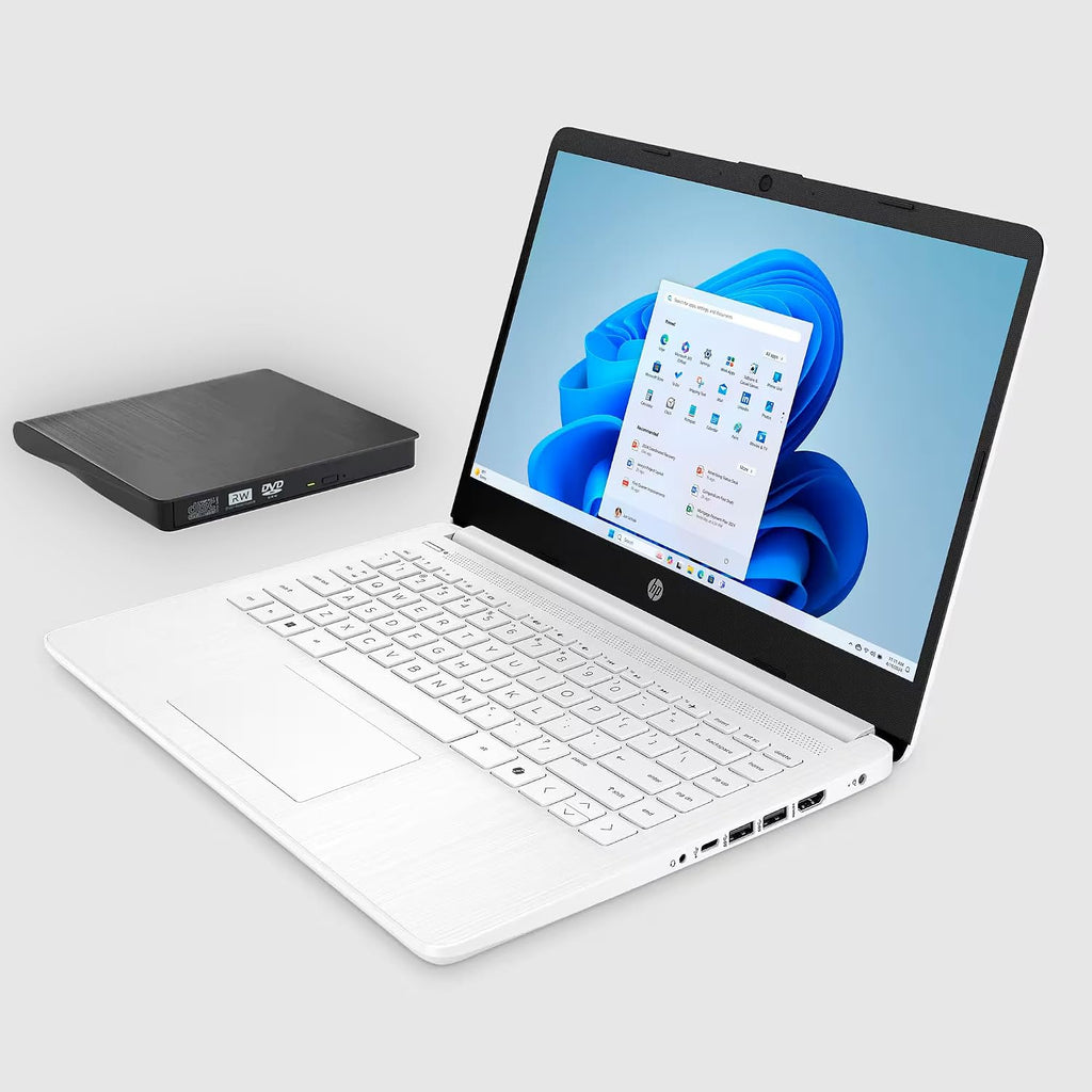 HP 14' Laptop for Student Business, Intel CPU, Light & Slim, Fast, 1-Year Office 365, 16GB RAM, 64GB eMMC, with Portable Accessories, 4K Graphics, Windows 11S, Snowflake White