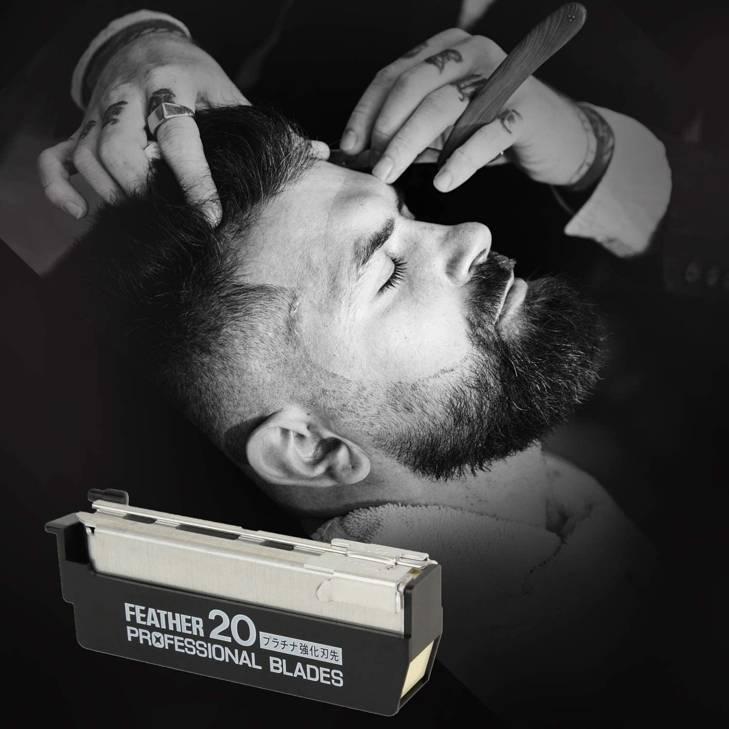 Feather Artist Club Professional Single Edge Razor Blades - Fits Any Artist Club Straight Razor - Platinum-Coated for Sharpness & Precision - Barber Supplies for Shaving & Outlining (200 Count)