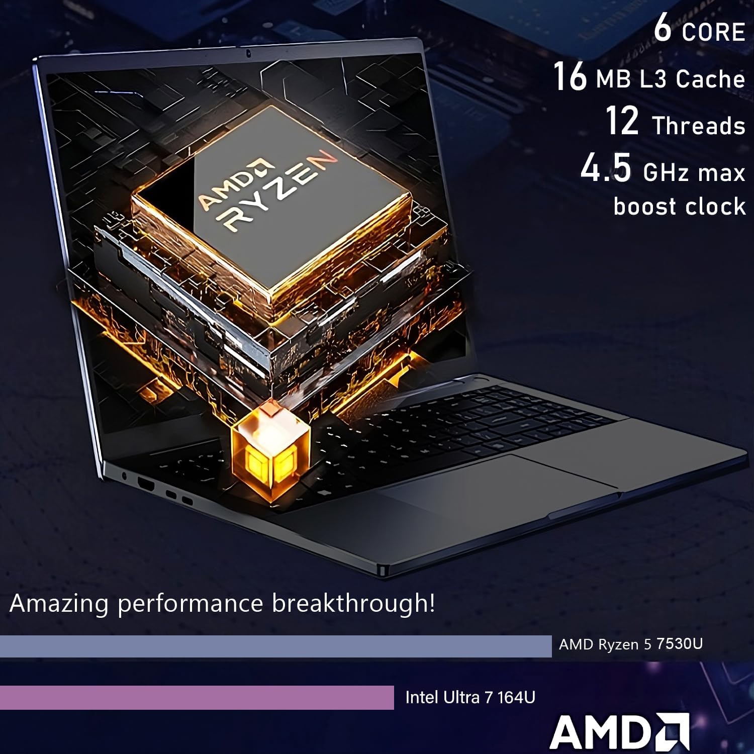 HP 255 G10 Laptop for Home or Work – Speed 6-Core Ryzen 5 (Up to 4.5 GHz), 16GB RAM, 256GB SSD, 15.6' Full HD, Windows 11 Pro, Wi-Fi 6, USB-C, WOWPC Recovery USB – Business and Fun Ready