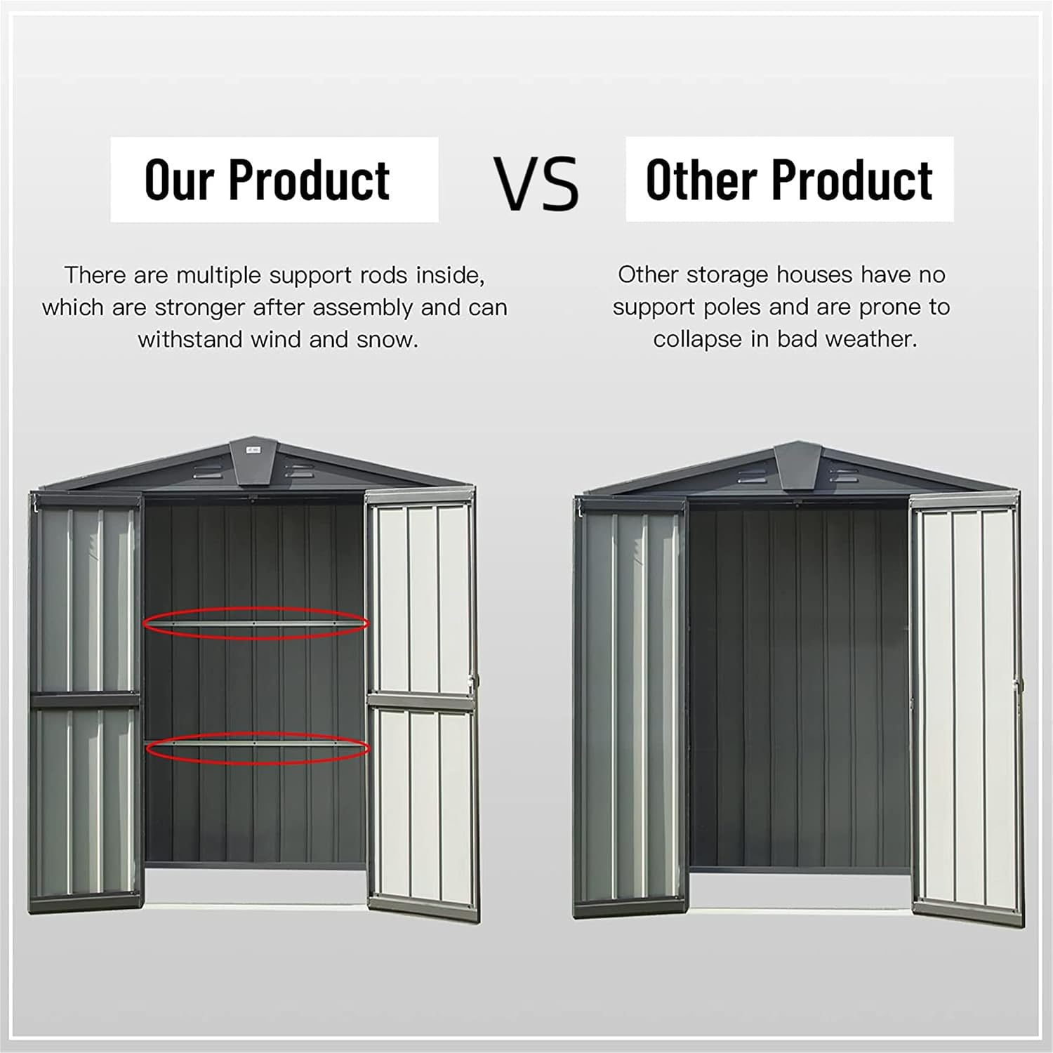 Ritsu Outdoor Storage Shed, Outdoor Garden Shed for Bike, Trash Can, Machine, Galvanized Steel, Outdoor Shed with Lockable Door for Backyard, Patio, Lawn (5.7x3ft, Black)