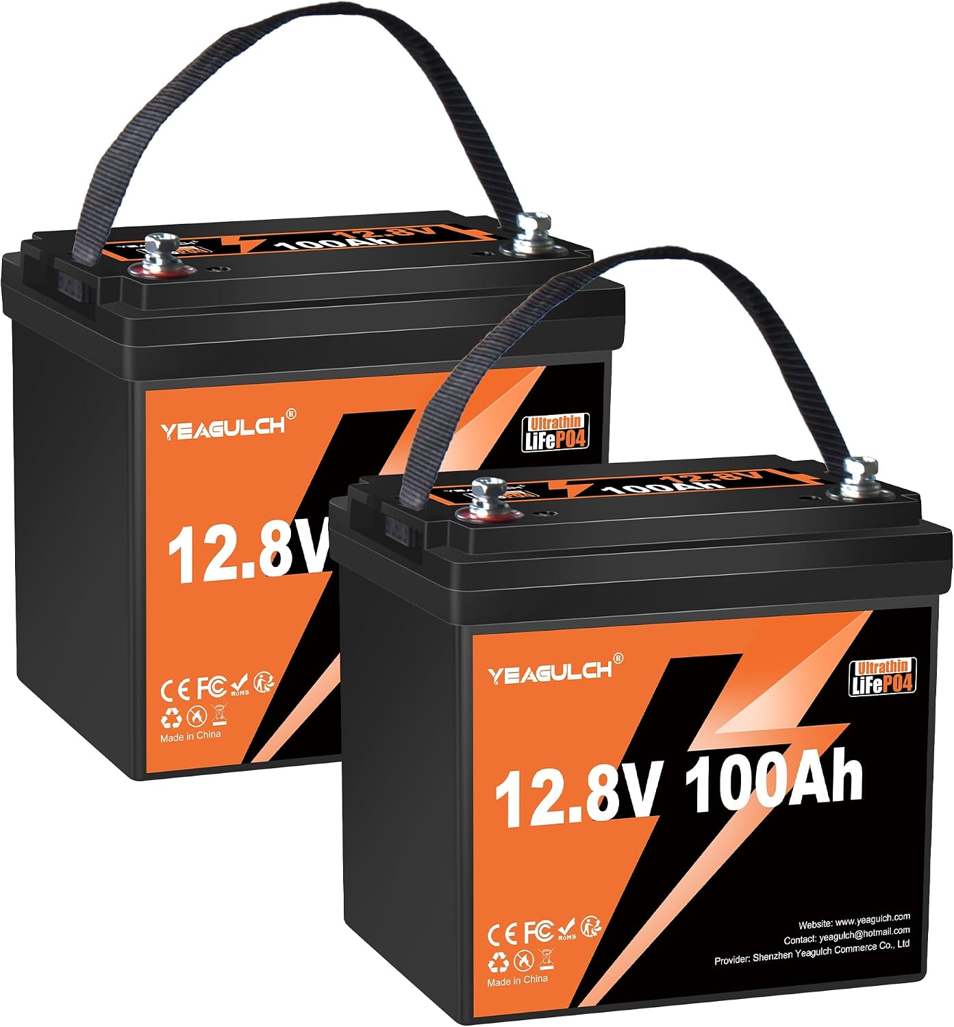 2 Packs 12V 100Ah Slim LiFePO4 Lithium Battery,1280Wh 15000+ Deep Cycle Lithium Iron Phosphate Battery 100A BMS 12V Lithium Battery Ideal for RV Solar Off-Grid Systems Home Energy Storage