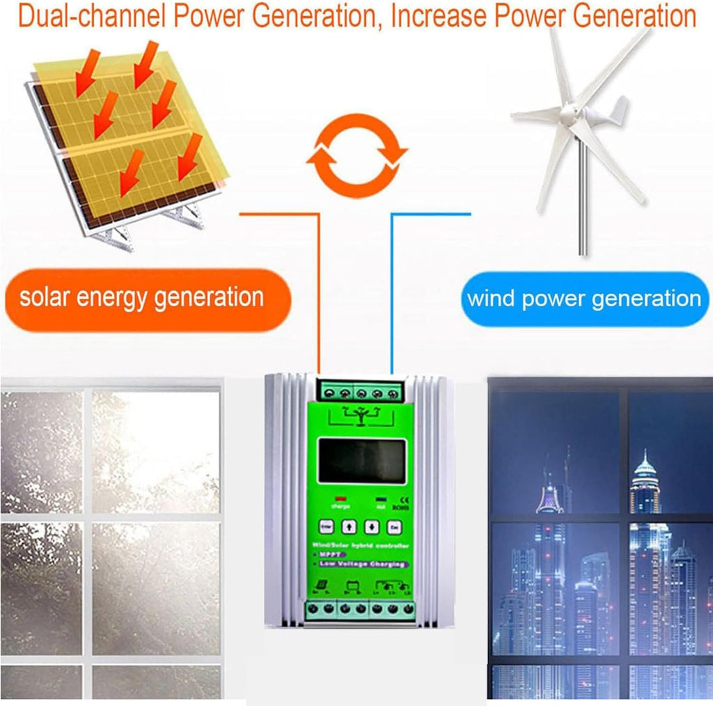 MPPT Wind Solar Hybrid Controller for Wind with Solar Panel Controller, Hybrid Mppt Boost Controller,Wind Turbine Generator Solar Panel Home Street Light Controlle,12V-3000w
