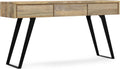 SIMPLIHOME Lowry Console Table - 60 Inch Wide Solid Mango Wood and Metal Sofa Table in Natural, Modern Industrial Storage Table for Entryway or Living Room with 3 Drawers and Angled Metal Legs