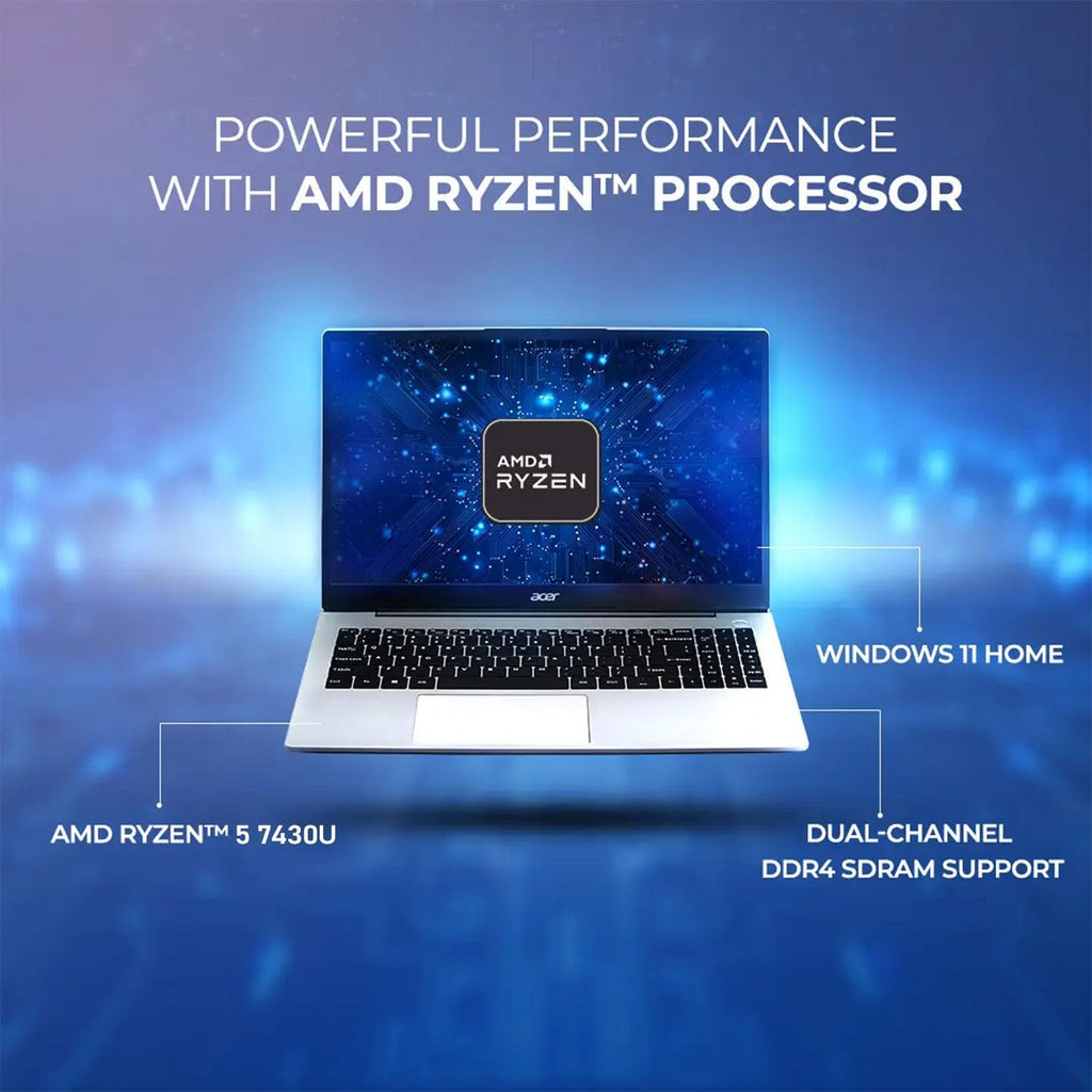 acer Aspire 3 Premium Laptop with Backlit Keyboard | AMD Ryzen 5 7530U CPU | 15.6 FHD IPS Display | 32GB RAM | 2TB PCIe SSD | Wi-Fi 6 | Sleek & Portable | Type-C | Windows 11 Pro
