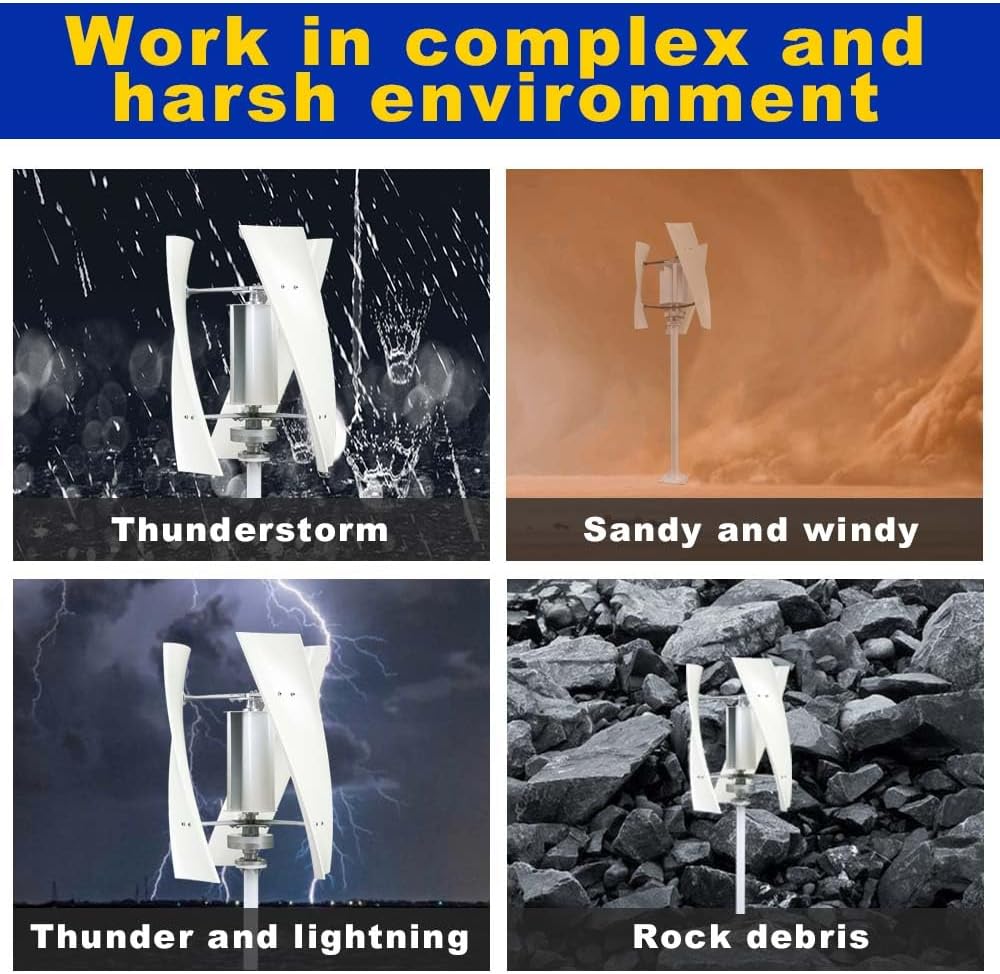 Wind Turbine Generator,3000W 12V24V 48V 220V W/Controller Vertical 3 Blade Wind Power Turbine Generator Kit Suitable for Outdoor Garden Lighting
