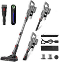 Cordless Vacuum Cleaner with LED Light, Battery Operated Vacuum, Lightweight Vacuum, HEPA Filter, Multiple Attachments for For Pet Hair & Deep Cleaning,Keep Filter Clean For Max Suction,Silver