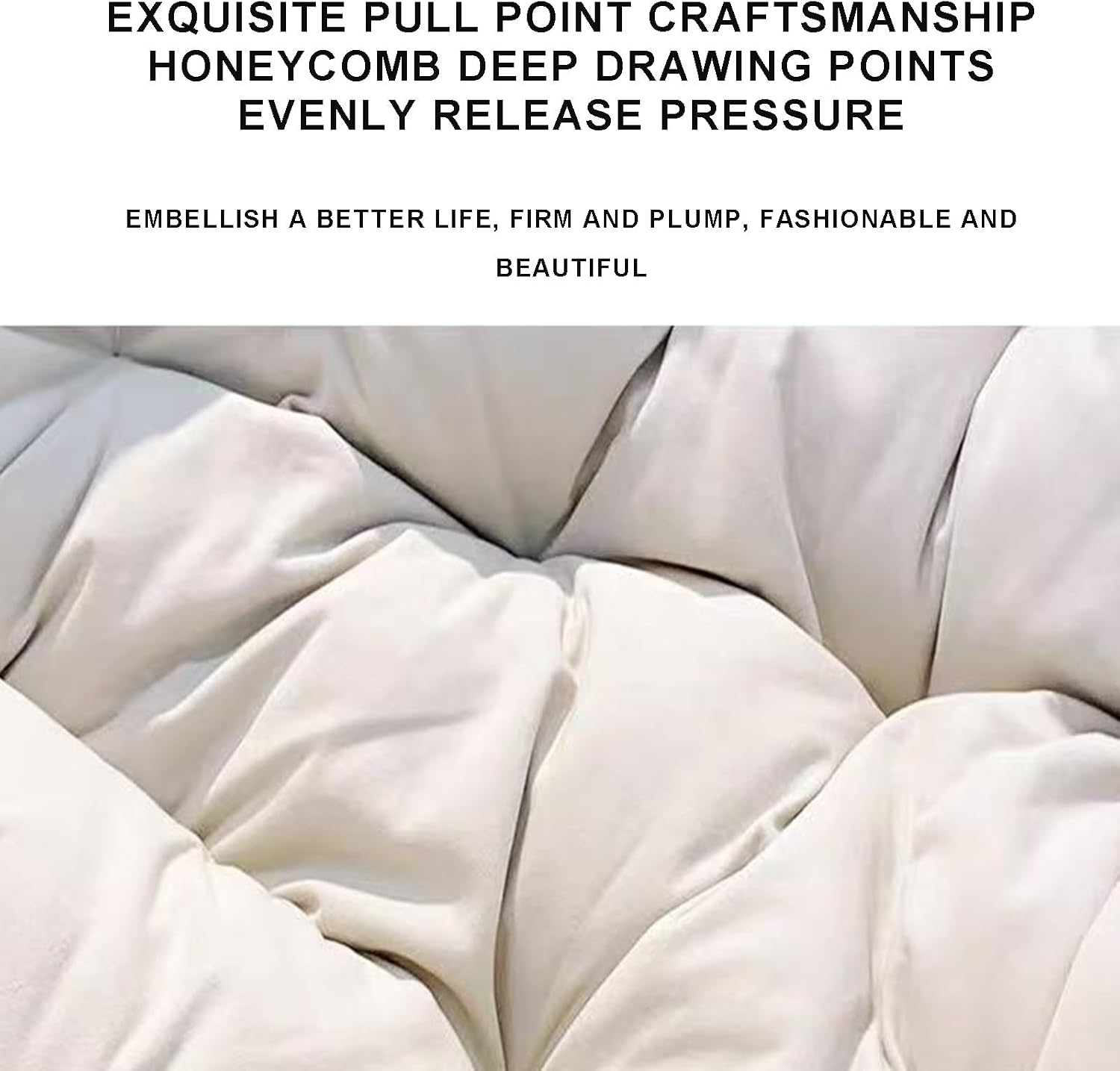 Outdoor Rocking Chair Cushions（Only Cushion, Waterproof Patio Egg Lounge Chair Cushion, Indoor Papasan Chair Cushion(White)