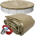 Robelle 12 ft Professional Tan Winter Pool Cover for Above Ground Pools, 4 ft Overlap (16 ft Cover Size), Solid 12 x 12 Scrim, 3.7 oz/yd2, 15-Year Warranty, Style: 5712-4-ROBA