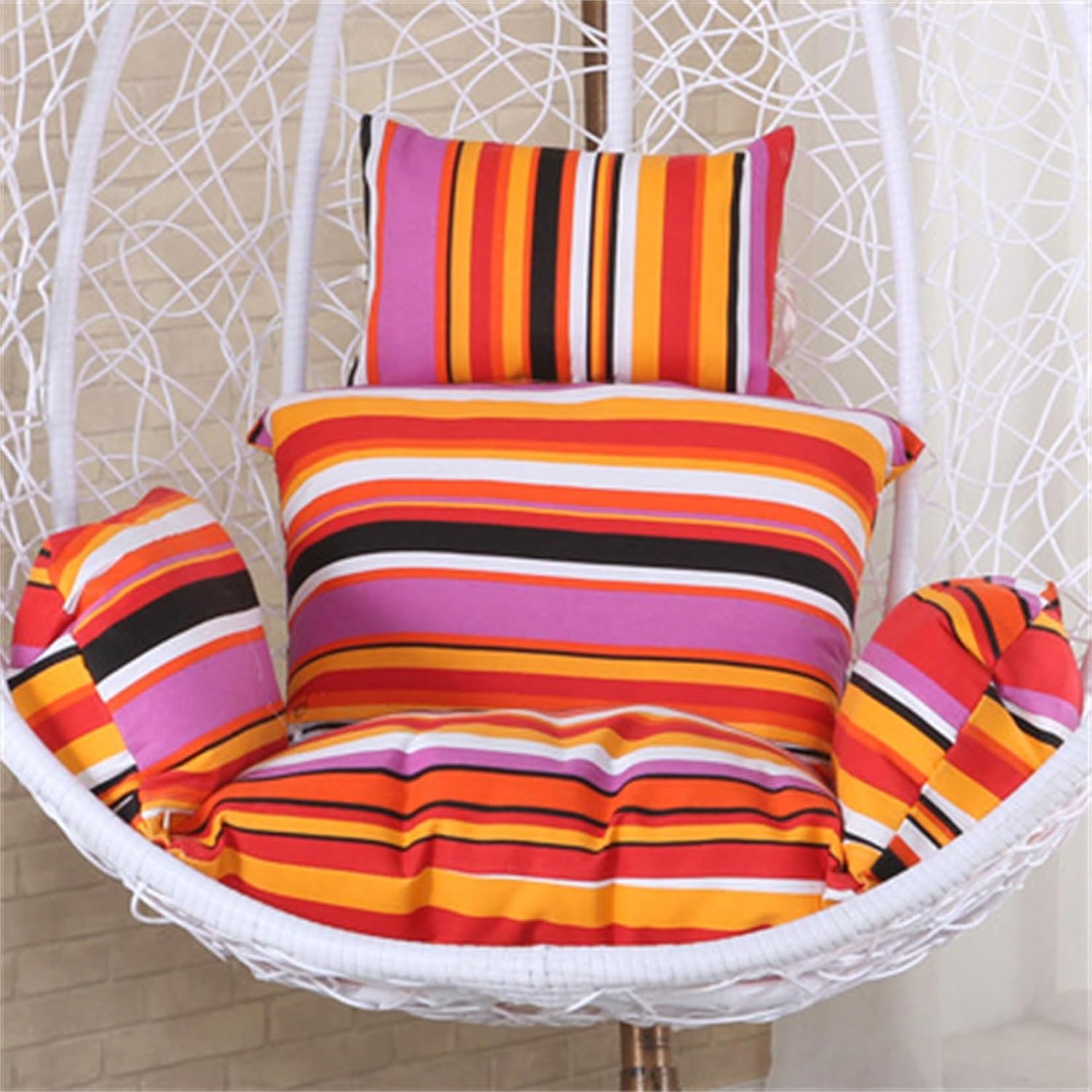 Egg Chair Cushion, Soft and Comfortable Hanging Basket Chair Cushion, Outdoor Recreation Egg Swing Chair Cushion(Orange Stripes)