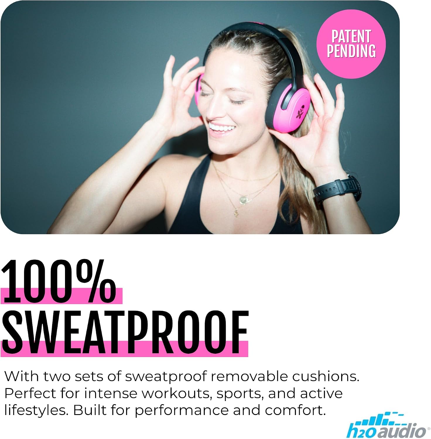 H2O Audio Betty x RIPT Ultra Over-Ear Sport Headphones, Premium Sound Active Noise Cancellation and Transparency Mode, 50-Hour Battery Life, 2 Sets of Ear Cushions - Sweatproof Silicone or Leather
