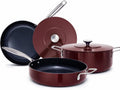 Nuwave Essential Series 5PC Ceramic Cookware Set PFAS-Free, G11 Duralon Blue Coating, Pots and Pans Set Non Stick, Diamond Scratch-Resistant,Stay-Cool Handle, Metal Lid,Induction Ready,Dishwasher Safe