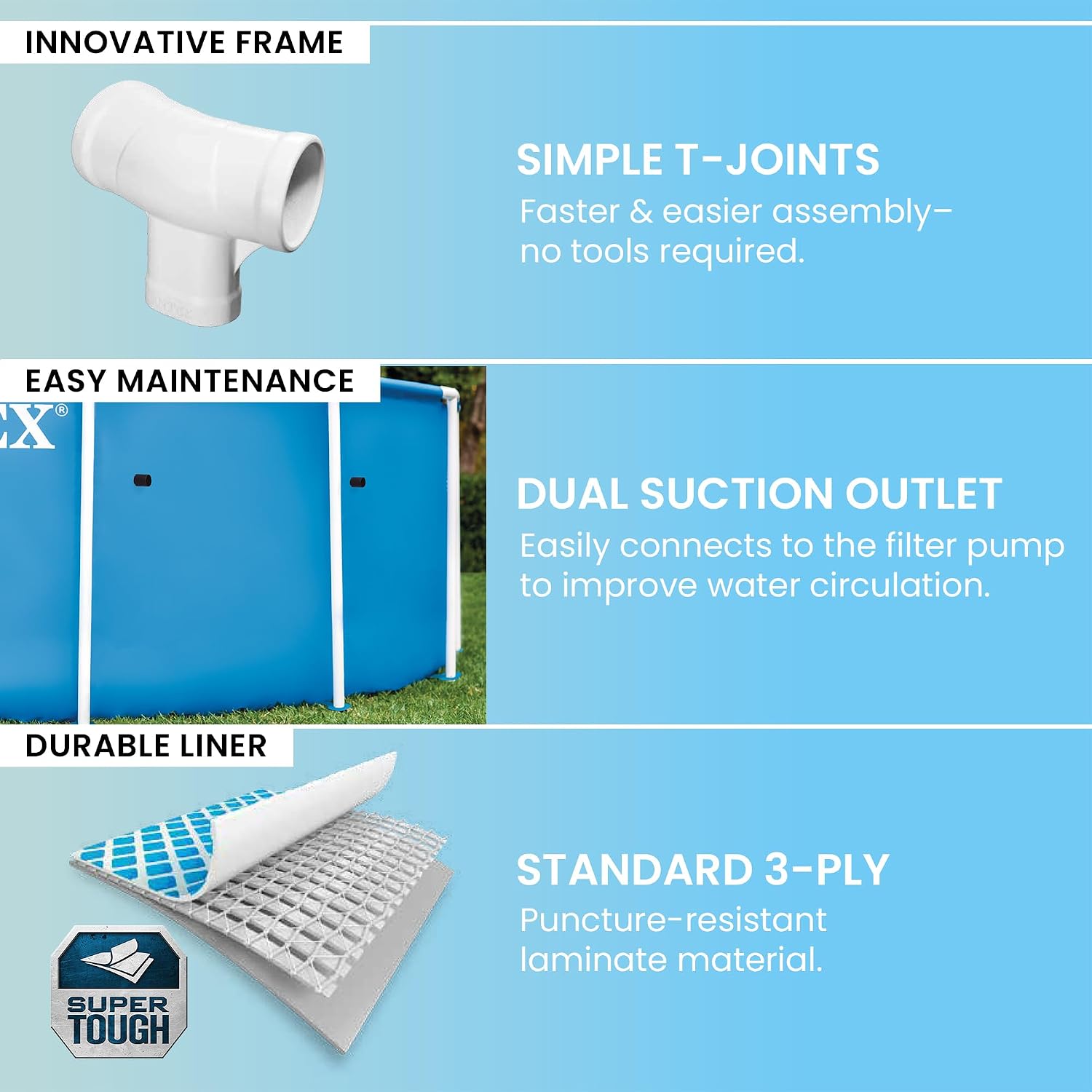 INTEX Metal Frame 12 ft x 30 in Above Ground Pool Set, Round Swimming Pool with Steel Frame