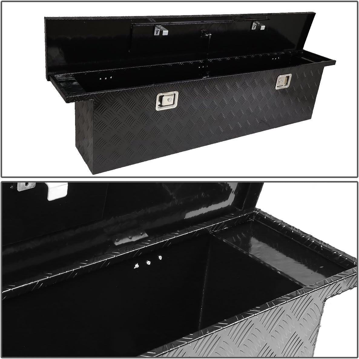 Auto Dynasty 60 (L) x 11 (W) x 15 (H) inches Aluminum Pickup Truck Bed Trailer Key Lock Storage Tool Box (Black)