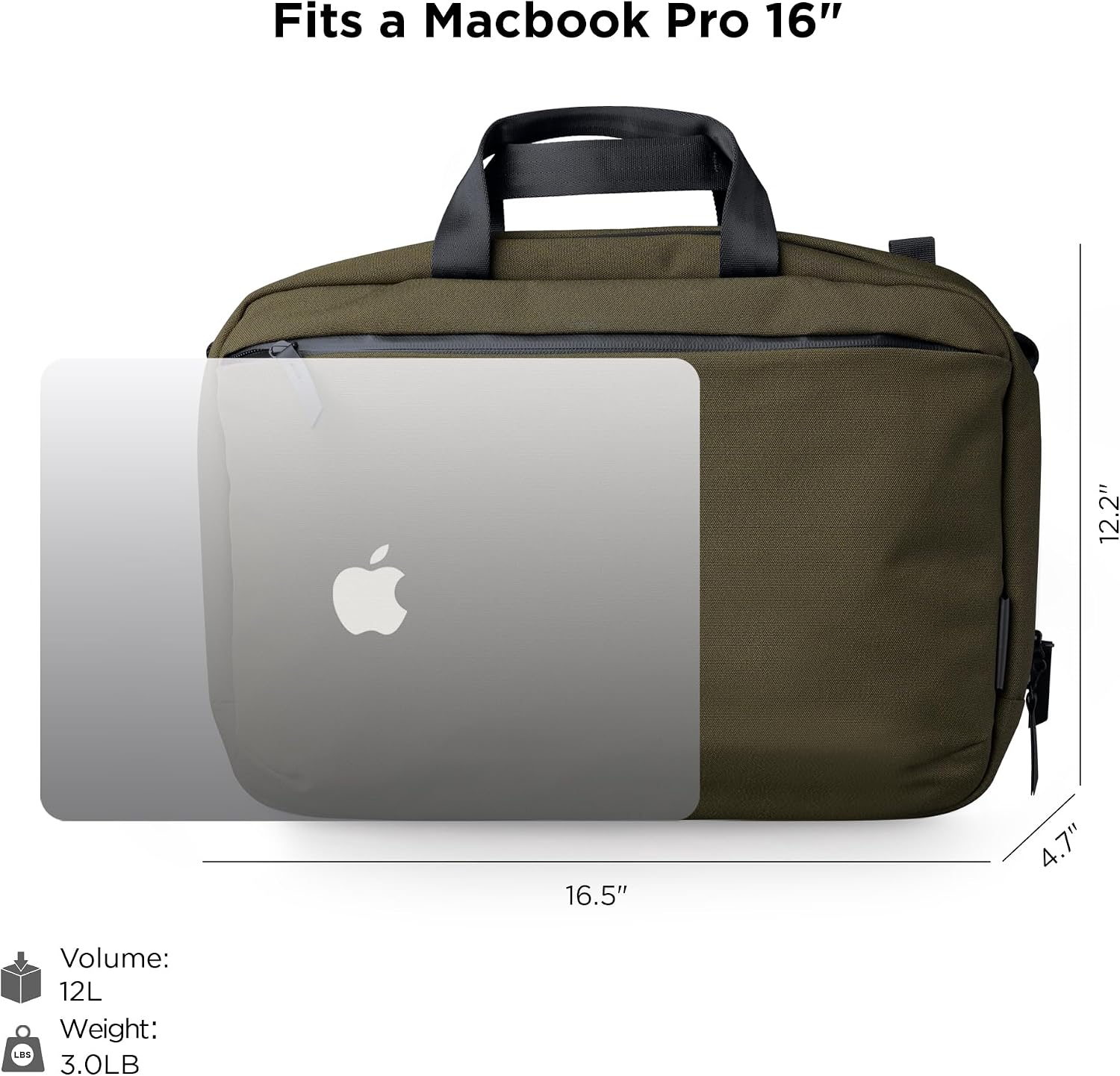 ALPAKA Elements Tech Brief Pro 12L -3-in-1 Recycled Fabric Laptop Briefcase Backpack for 16' Laptop, Anti-Theft Secure with Luggage Pass-Through, Water-Resistant, Fits Tech & Business Essentials,Green