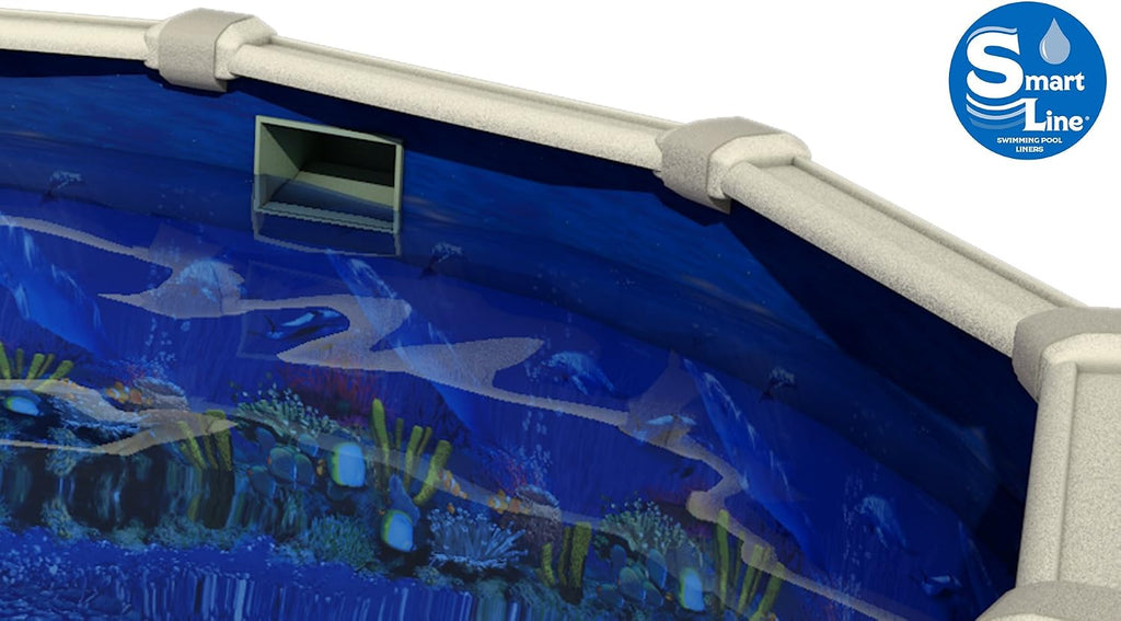 Lake Effect Pools 'Meadows Reprieve' 24' Round Above Ground Swimming Pool | 52' Inch Height | Resin Protected Steel Sided Walls | Includes a Antilles Dolphin Overlap Liner and Widemouth Skimmer