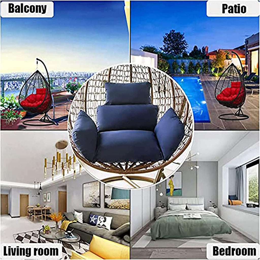 HUHJYUGE Egg Chair Cushion Replacement, Hanging Chair Cushion Only, Swing Cushion Outdoor, with Headrest, Zipper, Detachable, Skin-Friendly, Comfy, for Patio Garden