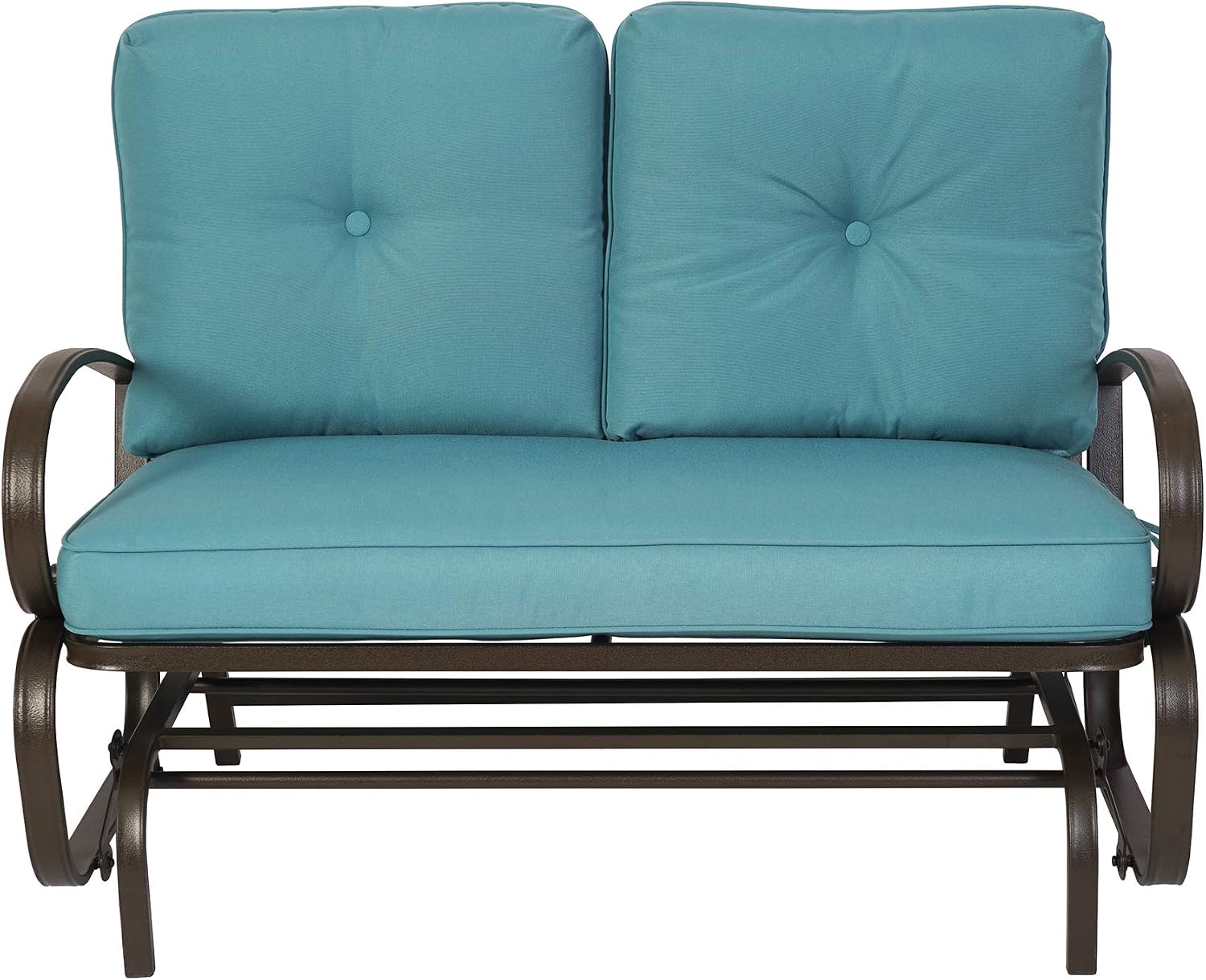 Kozyard Cozy Patio Glider Bench - Outdoor Rocking Loveseat with Sturdy Frame and Cushioned Seats for Patio, Yard - Rocker Swing with Outdoor Seating, Perfect for Porch Outdoo (Blue)
